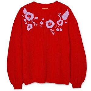 NWOT Le Lion Roncade Virgin Wool Floral Print Pullover Sweater Sz-S